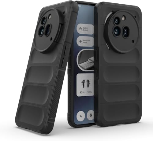 Image of ShieldTech AirGuard Series Back Cover Case for Nothing Phone 3a Pro | Microfiber Lining | Airbag Cushion Drop Protection | Silicone Cover Case | Anti Slip Grip - Black for Nothing Phone 3a Pro