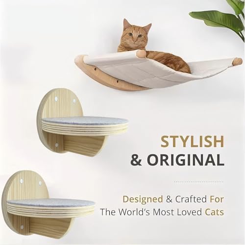 2 estantes para gato montables en pared de madera miniatura 6