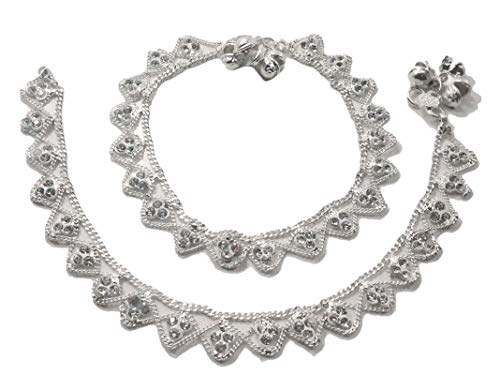 IFH Beauty Indian Fashion Silver Tone Ankle Bracelet Payal Anklet Women Barefoot Jewelry