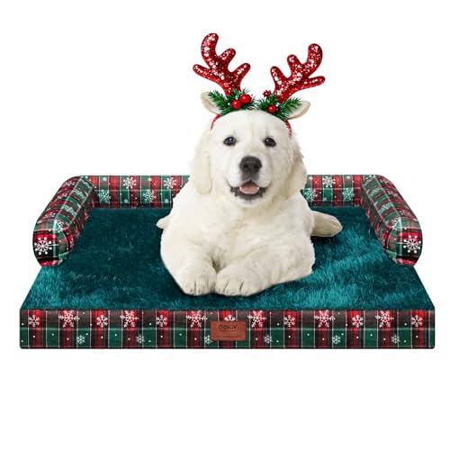 Christmas Dog Bed Large Sized Dogs-Orthopedic Waterproof Dog Beds,Comfort Pets Couch Sofa with Washable Removable Cover,Christmas Holiday Themed Pet Bed for Large Cat Dogs