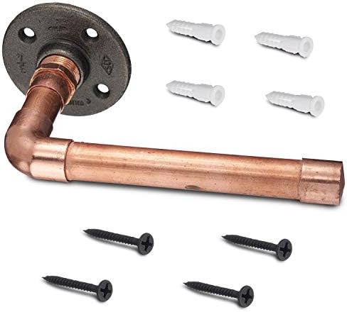 Ironwerks Industrial Toilet Paper Holder - Rustic Bathroom Décor, Copper Towel Holders for Bathrooms | Real Copper Material