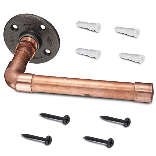 Ironwerks Industrial Toilet Paper Holder - Rustic Bathroom Décor, Copper Towel Holders for Bathrooms | Real Copper Material