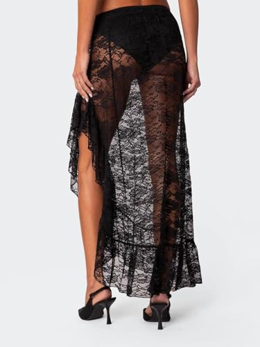 Cicy Bell Womens Lace Maxi Skirt Summer High Low Asymmetrical Sheer Y2K Sexy Beach Cover-up Long Skirts4