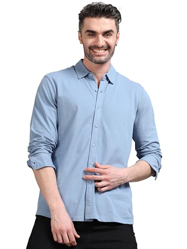 Image of StitchX Men's Cotton Regular Fit Full Sleeve Solid Knitted Shirt