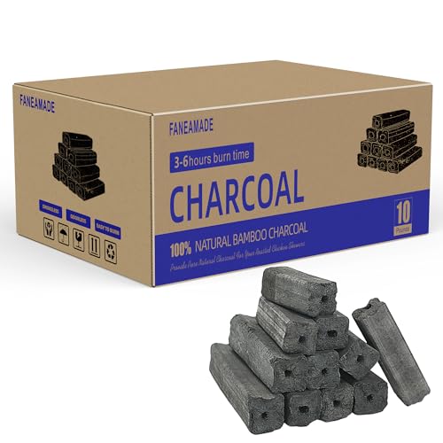 FANEAMADE BBQ Grilling Bamboo Charcoal - 100% All - Natural Hardwood Lump Charcoal, Smokeless, Low Ash, High Heat,Ideal for Family Gatherings & Yakitori (5 lb, 10 lb, 16 lb) (10lb)