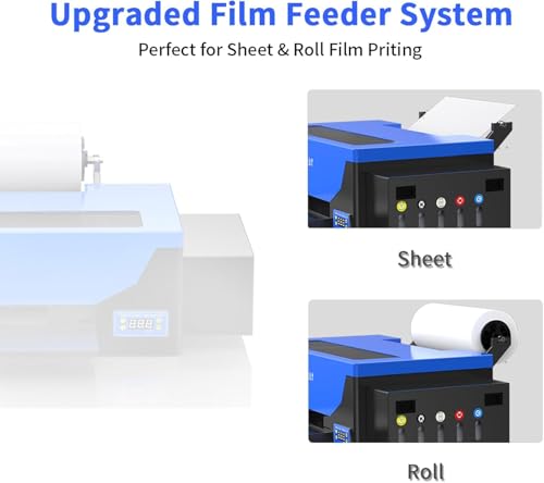 Image of DSV DTF Printer A3 Roll L1800 Transfer Printing Machine,High-Speed Print for Fabrics,13 inch Wide DTF Bundles,White Ink Circulation & Auto-Cleaning, 2-Year Free Ink (Blue, Printer+Oven+Computer)