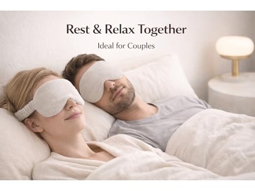 Image of Eye Sleep Mask for Men & Women, Soft Light Blocking Mask with Adjustable Strap, Falalin Non-Woven Cotton Fabric, Comfortable Travel Eye Cover for Home, Flight, Relaxation (Off white pack of 2)