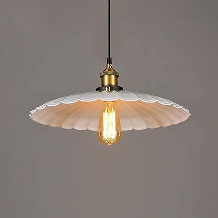 WHLMYH Hanglamp Plafondverlichting, Witte Paraplu Vorm Metalen Lamp Schaduw Opknoping Lamp, Plafondverlichting Armaturen Voor Ingang, Slaapkamer, Eetkamer, Loft, Magazijn,Medium photo 3