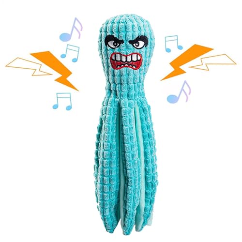 Wectirc Quietschendes Hundespielzeug, Plüsch- Oktopus- Spielzeug zum Kauen, niedliches Tier für kleine, mittelgroße und große Hunde, Kauwerkzeug für Welpen, gegen Langeweile und Beruhigungsh-8