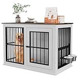40'' Wooden Dog Crate Furniture, Liftable Top Escape Proof Pet House, Heavy Duty...