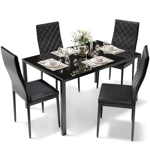 Sino Salected Dining Table Set for 4, Kitchen Table and Chairs Set of 4, 5 Piece Modern Dining Room...