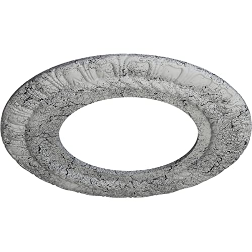 Image of Ekena Millwork 10 5 /8 inchOD x 5 3 /4 inchID x 1 /2 inchP Claremont Ceiling Medallion Fits Canopies up to 7 inch Ceiling Medallion, Ultra Pure White Crackle
