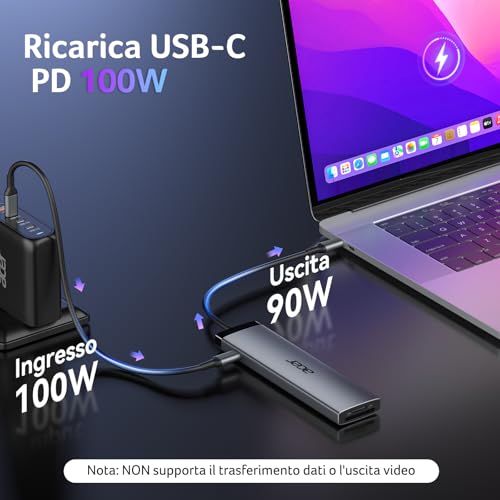 Acer Hub USB-C 10 Gbps 8 in1, Adattatore USB-C a HDMI 4K@60Hz, 2*USBC 3.2, 2*USB-A 3.0, splitter multiporta Type-C con PD 100W e lettore di schede SD/TF, per laptop, PC, iPad Pro - Hub USB - Immagine 2
