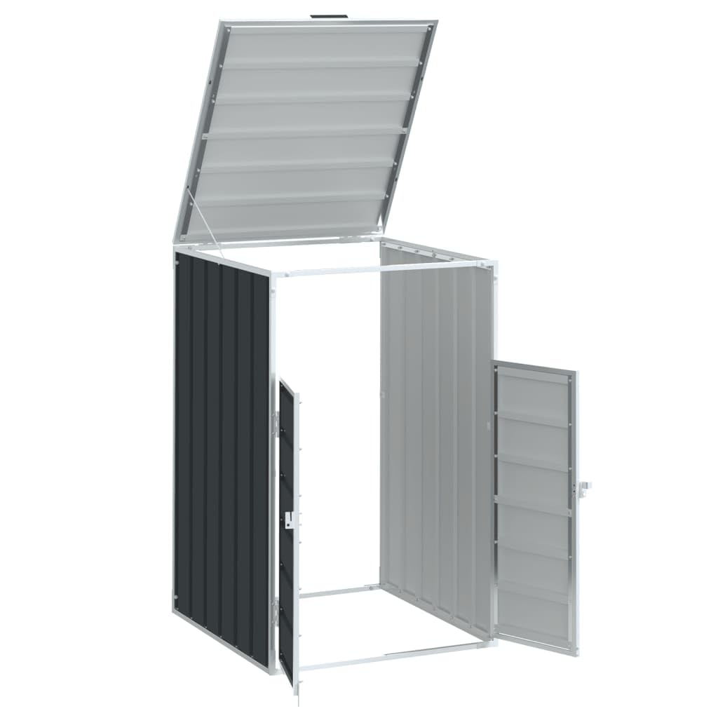 Gecheer Cobertizo de contenedor de Basura Acero Antracita 72x81x115 cm,Cubo de Basura,Almacenamiento de Cubos de Basura,Cobertizo para Papeleras Jardín