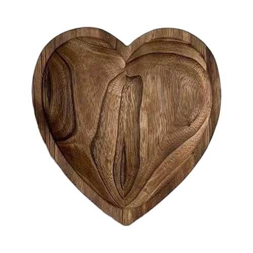 Bandeja de Servicio de bambú: Natural en Forma de corazón de Bandeja | Platos Decorativos orgánicos para aperitis, sándwiches, Pan, quesos, exhibición de Cocina rústica