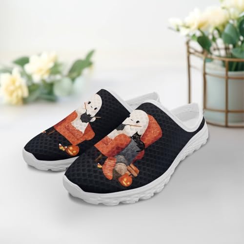 FOR U DESIGNS Women Mesh Slip on Mules Lightweight Comfy Halloween Flats Non Slip Casual Walking Shoes for Travel Vacation3