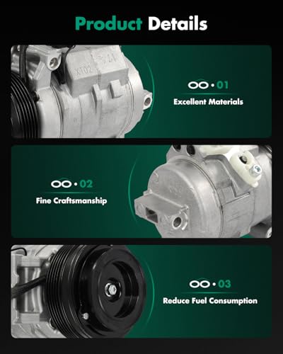 Image of SCITOO AC Compressor fit for BMW for X5 3.0L 2001 2002 | Fast Cooling, Ultra Low Noise (≤72 dB)Air Conditioner Compressor with Clutch, Easy Installation, 64526921650 64528377067