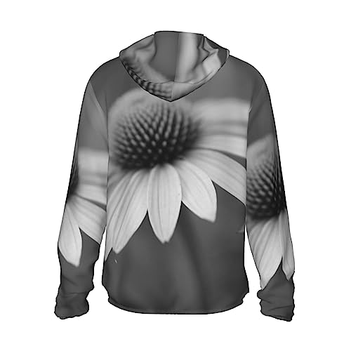 TOMPPY Jaqueta com capuz moderna com estampa de pintura floral e proteção solar, leve, manga comprid