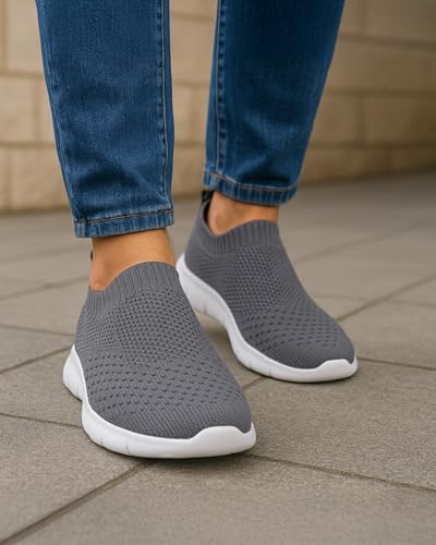 Image of Kraasa Tread Walking Shoes for Men | Knitted Slip-On Sneakers