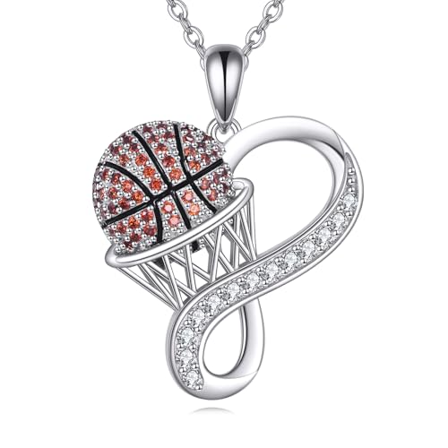 Collier de basket-ball en argent avec pendentif sport et chaîne ajustable pour homme et femme