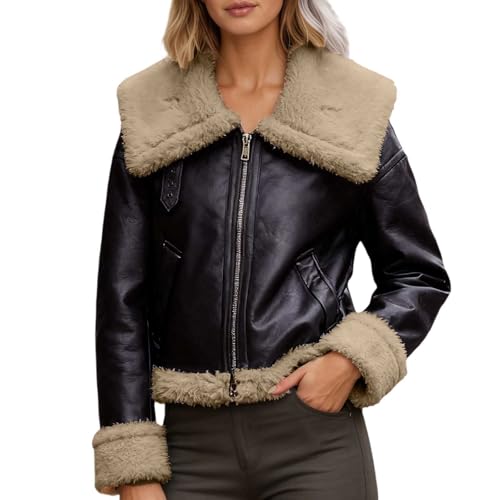 Veste bomber en cuir pour femme coupe-vent coupe sportive vintage avec poches zippées