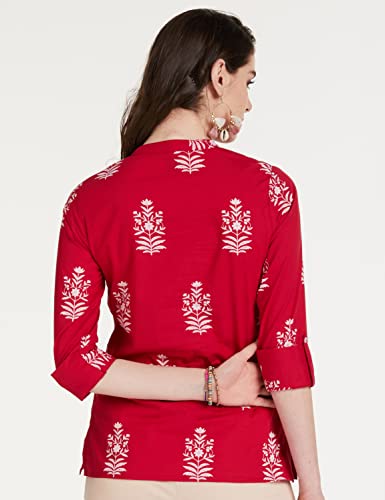 Image of Amazon Brand - Myx Women Cotton Straight Fit Straight Kurti (Available in Plus Sizes)