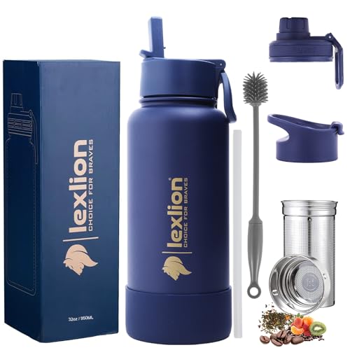 Lexlion Tea Infuser Water Bottle 32 Oz – Triple Wall Insulated St...