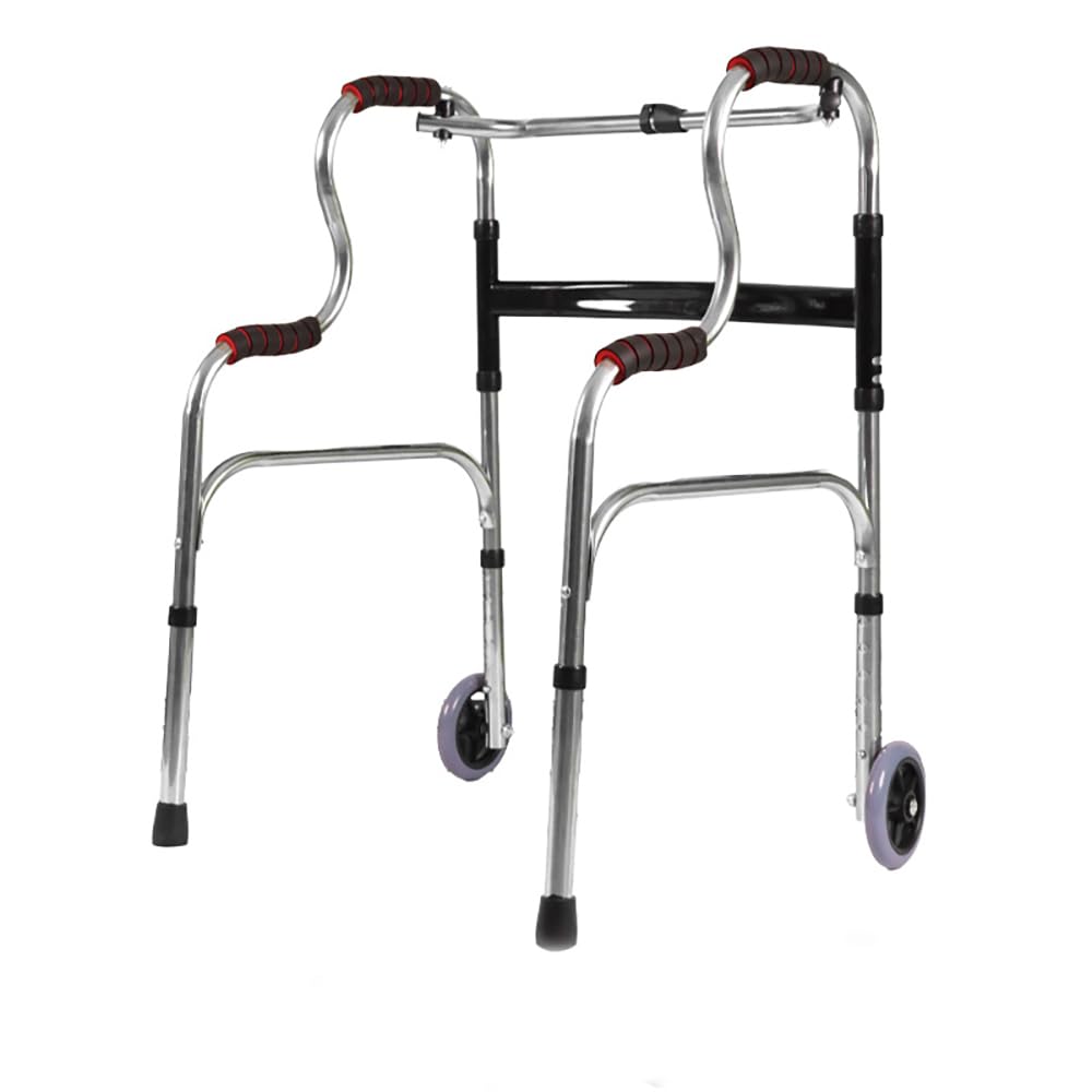 NEWFUN Andadores para Ancianos, Andador Plegable con dos Ruedas Giratorias, Altura Ajustable, Capacidad de Carga de Hasta 150 KGg, Apto para Personas Mayores y Adultos