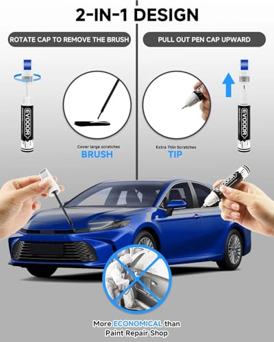 Image of Touch Up Paint Compatible with Toyota Exact Match 2 in 1 Touch up Paint for Chips and Nicks Repair (Blue Crush Metallic(8W7))