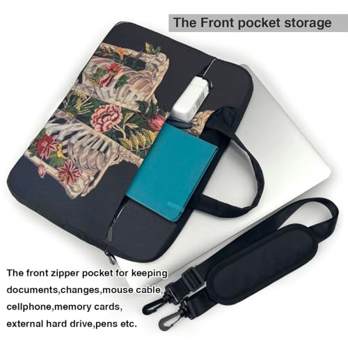 Sac pour ordinateur portable tête de mort et imprimé floral pour bureau