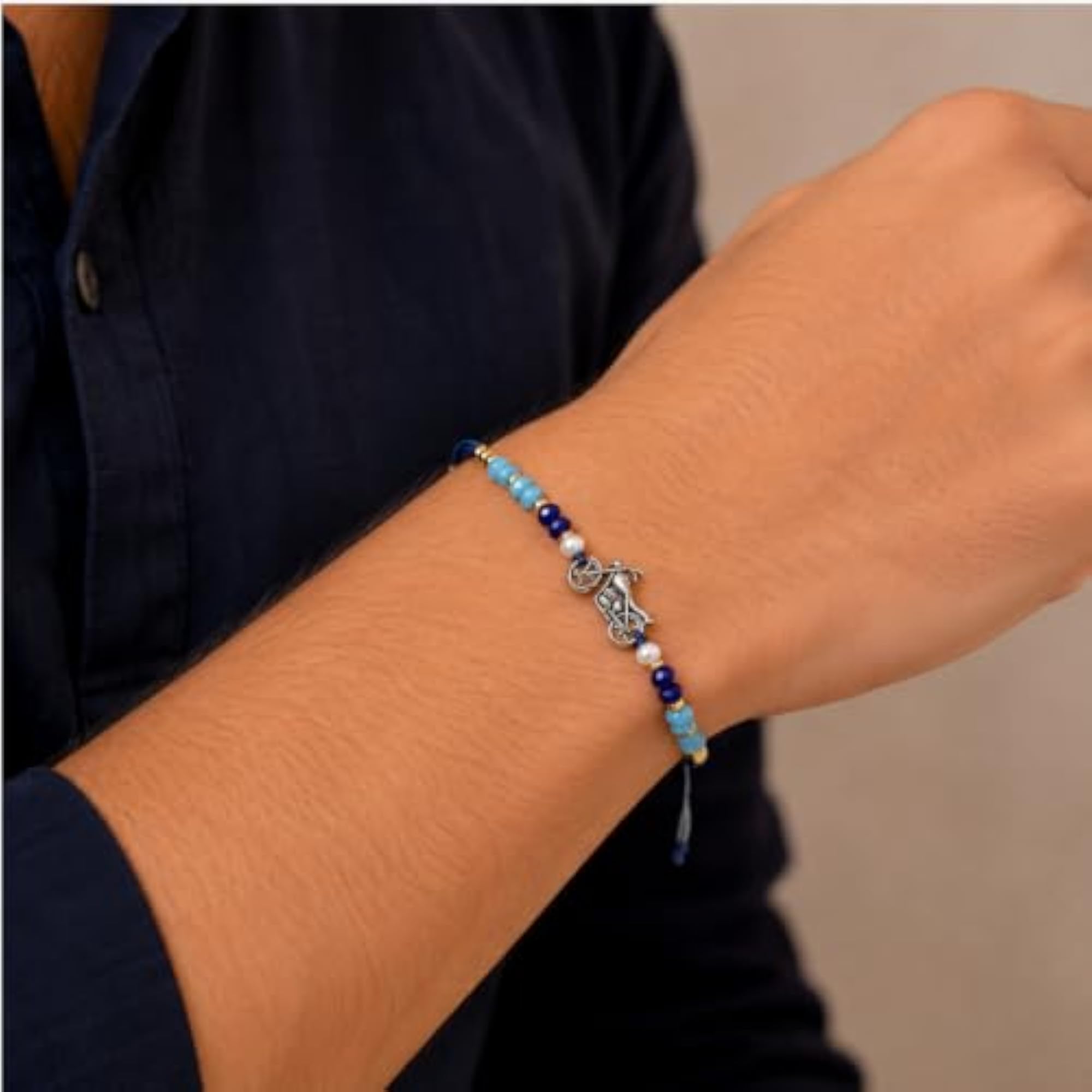 925 Sterling Silver Motorcycle Rakhi for Brother