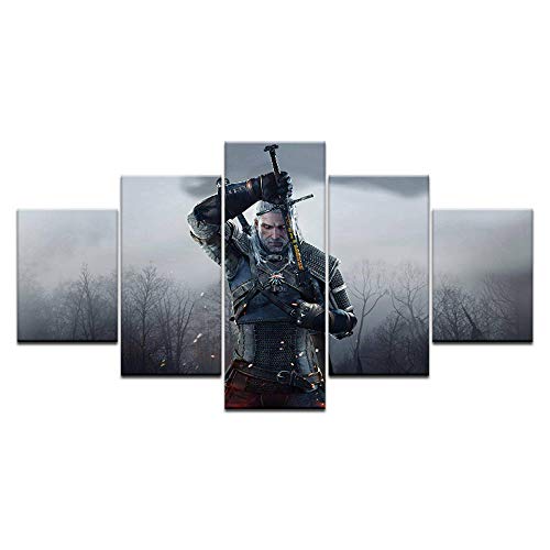 5 Leinwanddrucke Rahmen Wandbilder Heißes Filmspiel Hexer 3: Wilder Jagdkrieger Leinwandbilder Dekoartikel Poster & Kunstdrucke Drucke auf