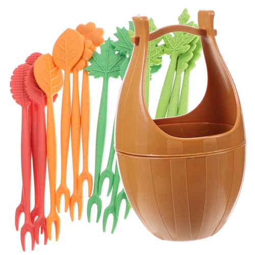 Alipis Leaves Fruit Forks Salad Fruit Picks 17pcs Kitchen Accessories Salad Forks for Cocktail Sticks