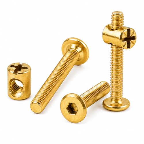 Image of By VP INDUSTRIES (Combo - 10) M6x50 Allen JCB Bolt Barrel Nut Brass