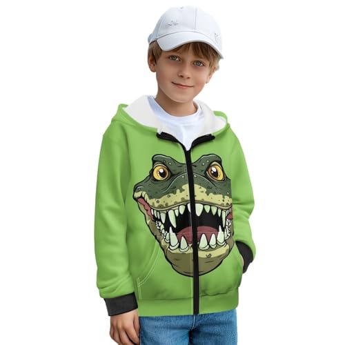 YEXIATODO Zipper Hooded Sweatshirt for Boys with Pockets Long Sleeve Crop Top Hoodies Fleece-Lined Pullover Sweatshirts