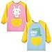 Happy Cherry - Delantal Niño Niña Pintura Baberos con Mangas Impermeables Bebé Babi Guardería Escolar Infantil Baby Guardería Bata Escolares 2 pcs Blusón para Jugar Comer - 3-5 Años - Rosa