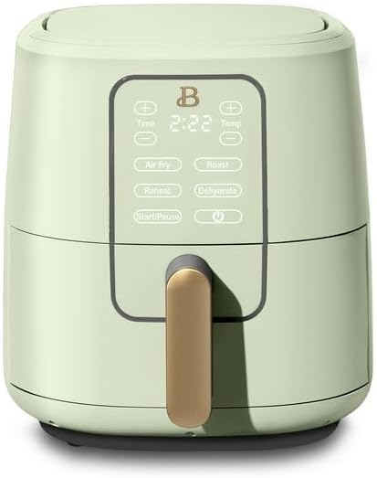 6 Qt Air Fryer With Turbocrisp Technology And Touch-Activated Display, Sage Green By Drew Barrymore, Adjustable Temperature Ranges 6 Qt Air Fryer With Turbocrisp Technology And Touch-Activated Display, Sage Green By Drew Barrymore, Adjustable Temperature Ranges