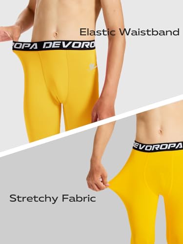 Image of DEVOROPA Boys Leggings Youth Compression Pants Sports Tights Basketball Football Baseball Soccer Baselayer Slim /Regular /Husky