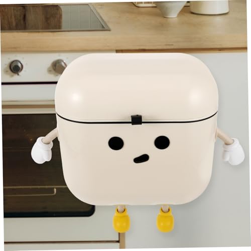 Caneca colgante para compost de cocina con tapa beige miniatura 6