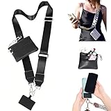 Crossbody Body Phone Holder for Women, New Phone Strap with Zippered Pouch, Adjustable Crossbody Strap (Black)