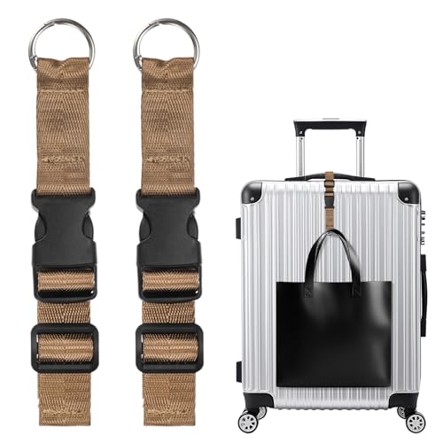 Image of M METERXITY 2-Pack Add A Bag Luggage Strap, Adjustable Suitcase Belt for Connecting Handbag /Backpack /Jacket, Luggage Connector [Brown]