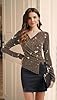 PEIQI Women's Rhinestone Top Long Sleeve Shimmer G... #1