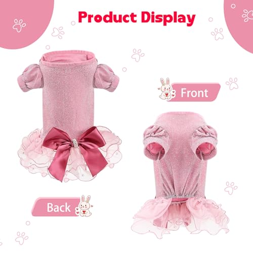 Dog-Christmas-Set-Dress-Girls-Dog-Holiday-Dress-with-Bow-Hair-Clip-and-Pearl-Necklace-for-Middle-and-Little-Girls-Dog-Wedding-Birthday-Party-Pink-L Dog Christmas Set Dress Girls Dog Holiday Dress with Bow Hair Clip and Pearl Necklace for Middle and Little Girls Dog Wedding Birthday Party Pink L