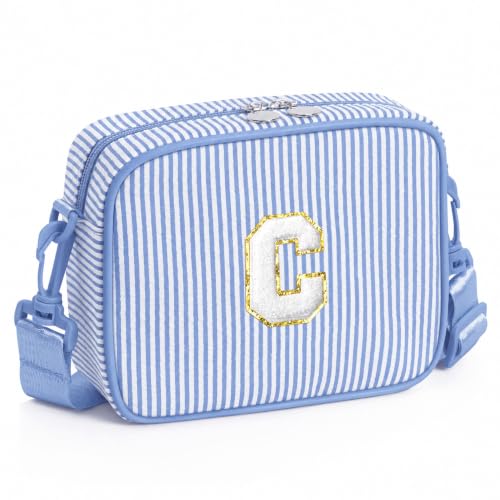 YOOLIFE Birthday Gifts for Girls Kids Initial Crossbody Bag Purse, Blue C