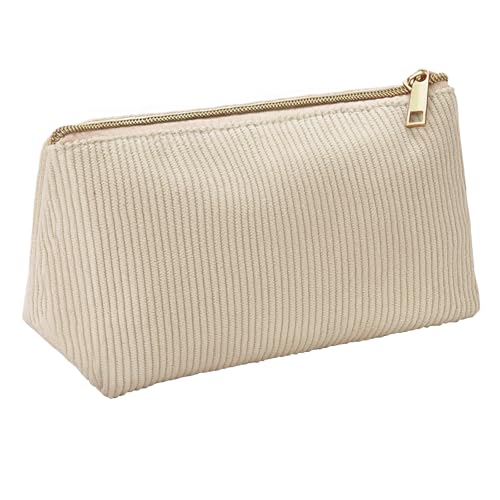 JEFURE Federmäppchen, Mäppchen Cord-Stoff, Großes Fassungsvermögen Schlampermäppchen, Schüttelpenal, Stiftemäppchen für Schule, Büro, Faulenzermäppchen (Beige)