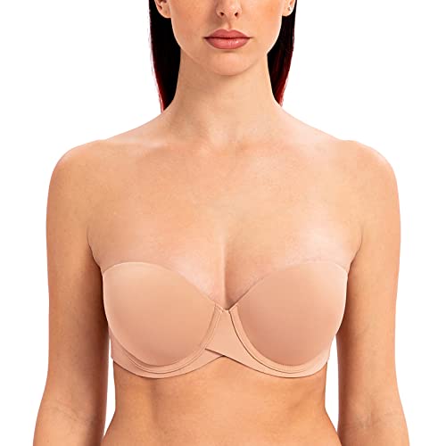 Image of MELENECA Women's Stay Put Padded Cup with Lift Underwire Push Up Strapless Bras