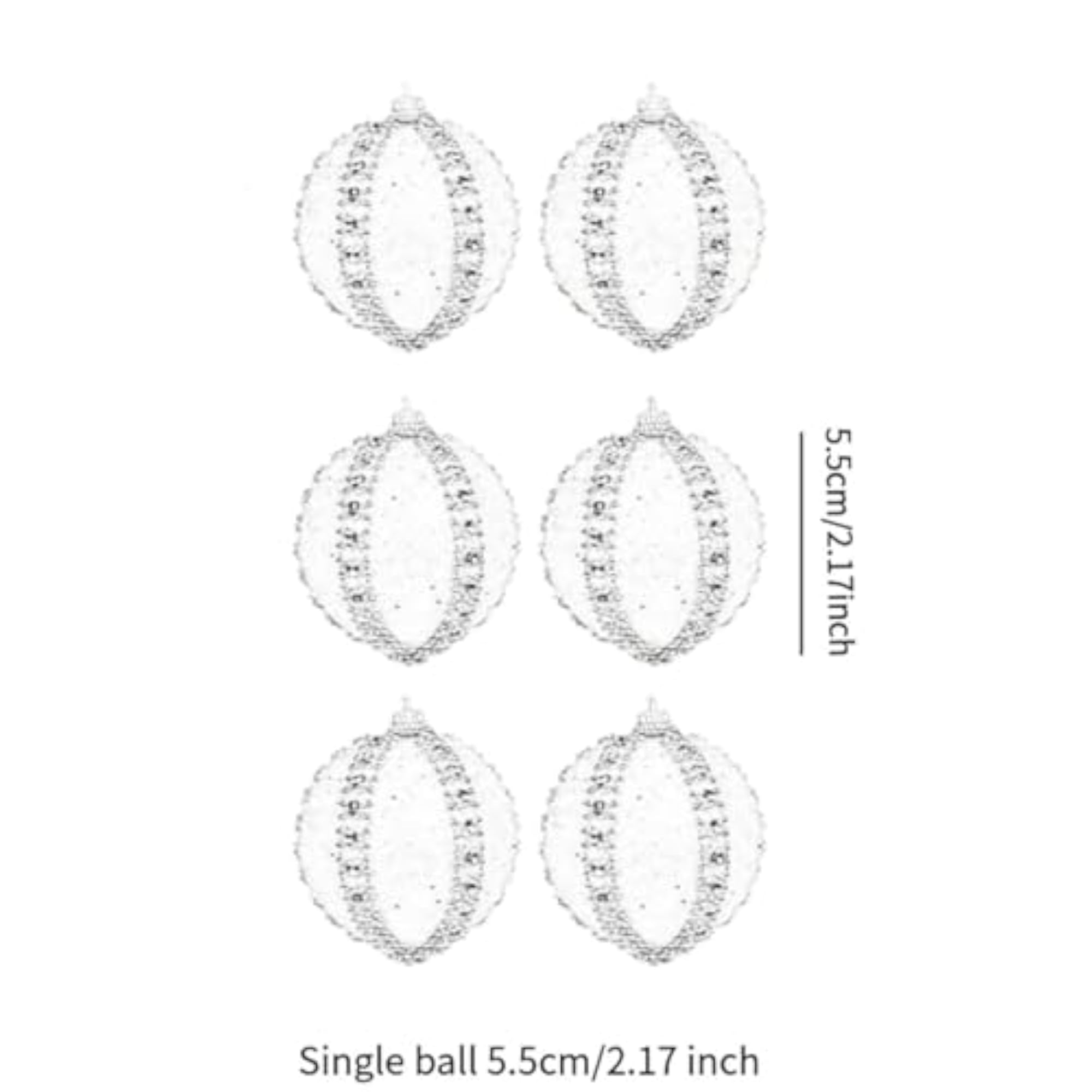 6X Christmas Ball Ornaments, DIY Baubles Sequins White