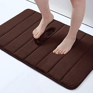 Smiry Memory Foam Bath Mat, 40 x 60 cm, Extra Soft Non-Slip Bathroom Mat, Super Absorbent Bath Mats for Bathroom Floor, Machine-Washable Dry Bath Rug Foot Mat, Purple