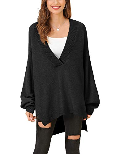 Woolen Bloom Mujeres Jersey Cuello en V Suéter de Punto Sueltos Ligeros Rebeca para Mujeres Niñas Jerseys Holgados Gruesos Primavera Otoño Entretiempo