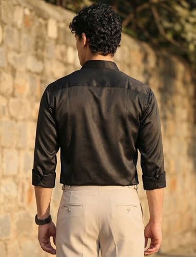 Image of IndoPrimo Men's Stylish Satin Shirt for Party, Formal, Daily and Casual Wear Full Sleeve Shirt for Mens - Trio